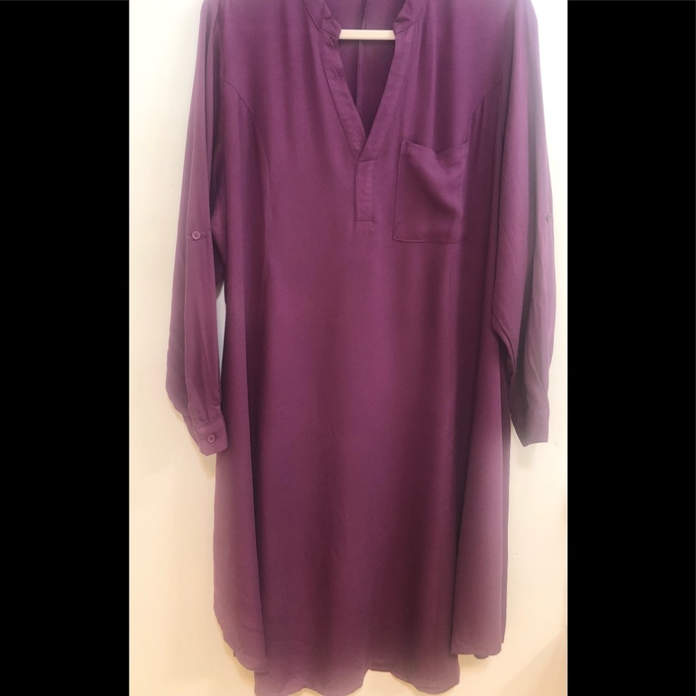 Just Fab plum shirt dress NWT XXL